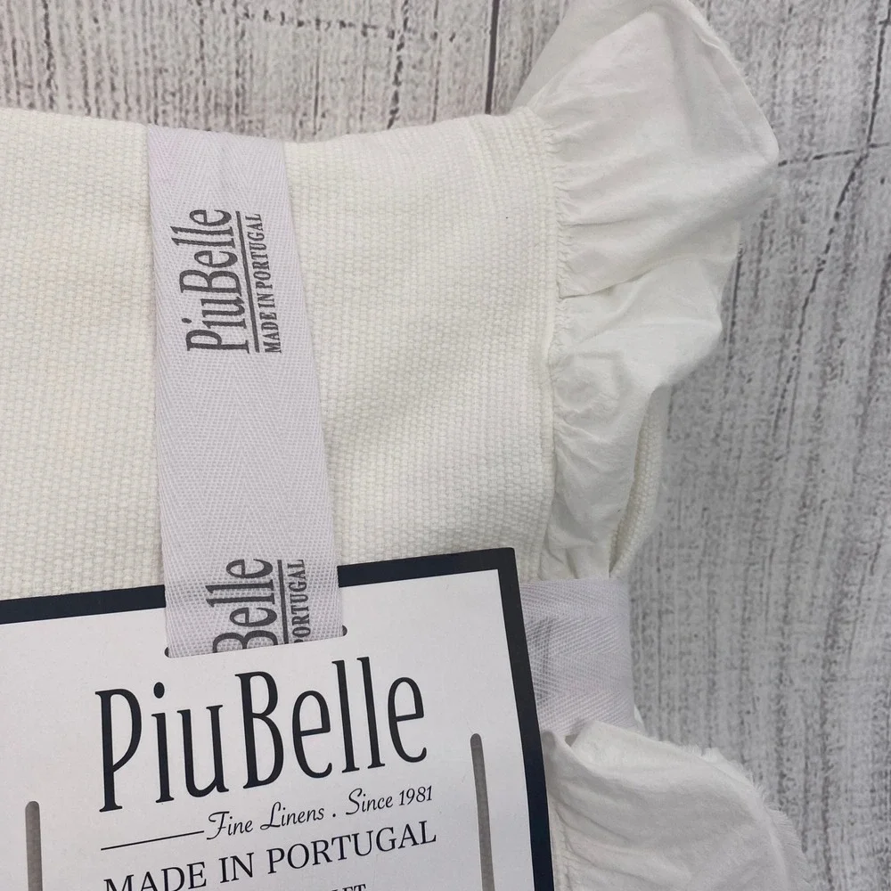 PiuBelle Queen Coverlet White 100% Cotton Ruffle Edge Bedding Portugal Cottage